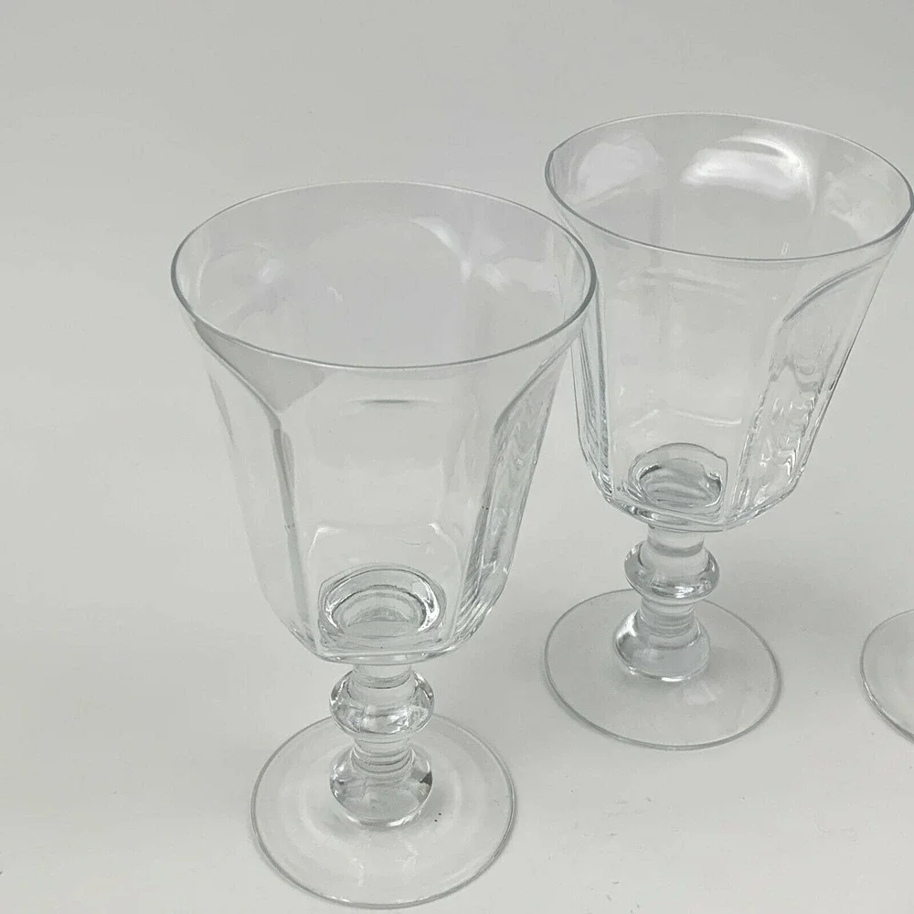 Lenox Water Wine Goblets Clear Glass Paneled Knob Stem Elegant Party Minimalist